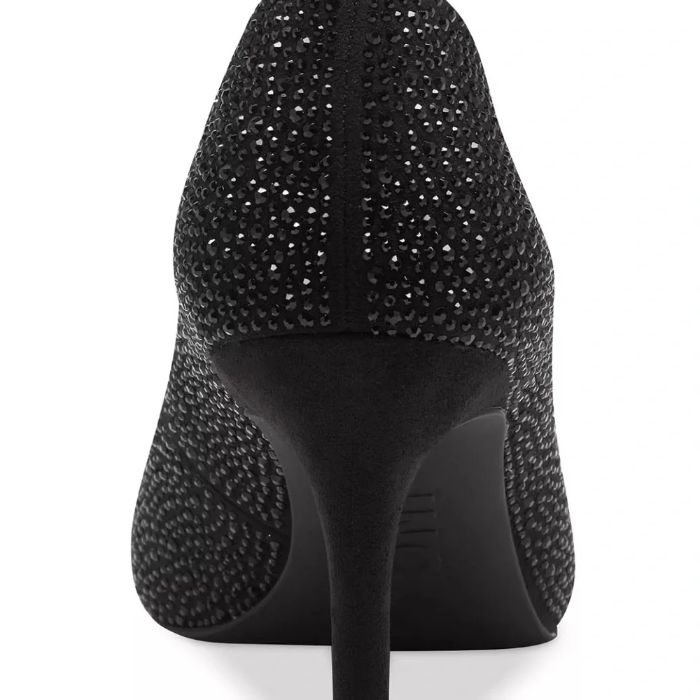 NIB INC Zitah3blk black sparkly pointed toe witchy heels. Size 8